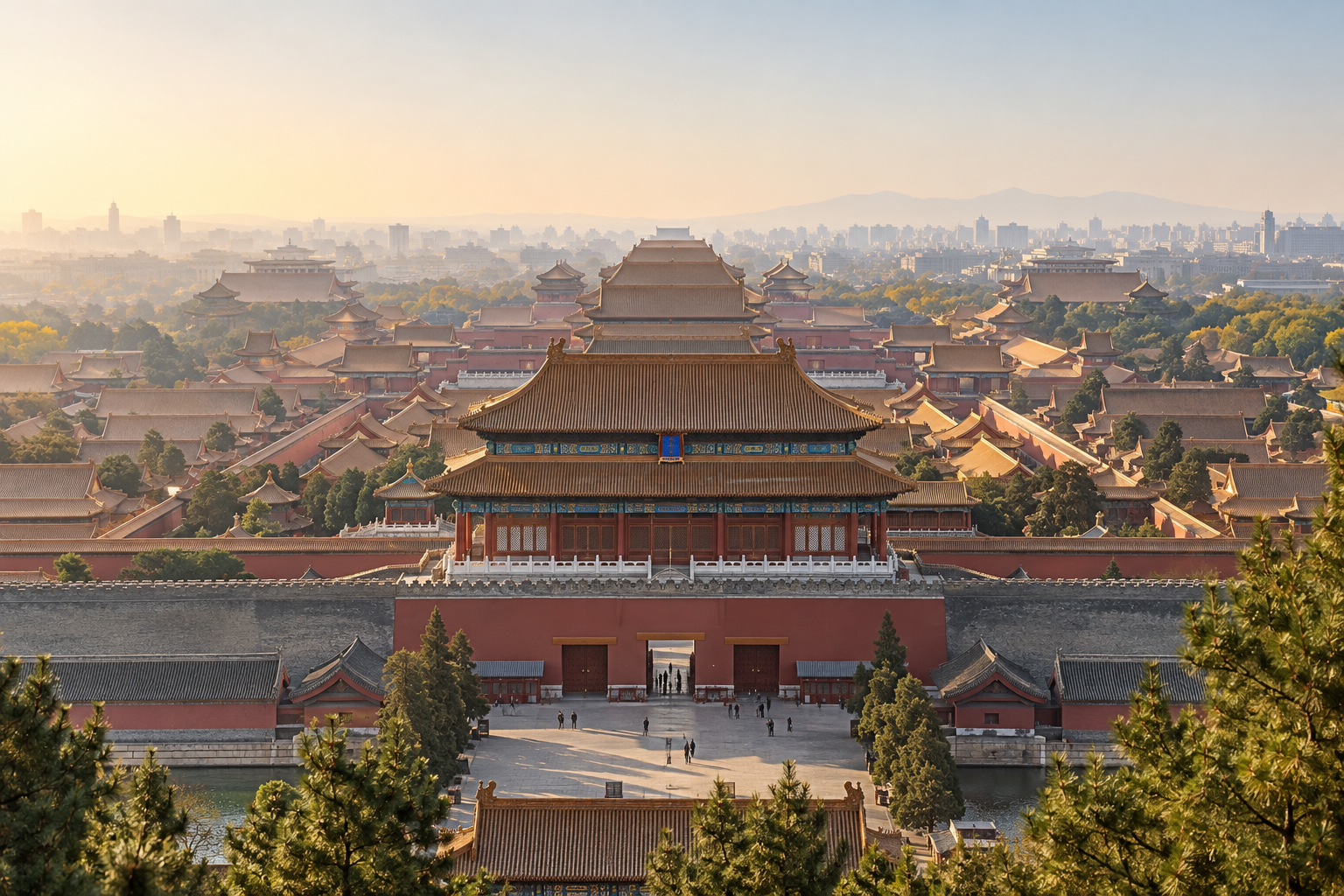 A panoramic view across the Forbidden City in Beijing